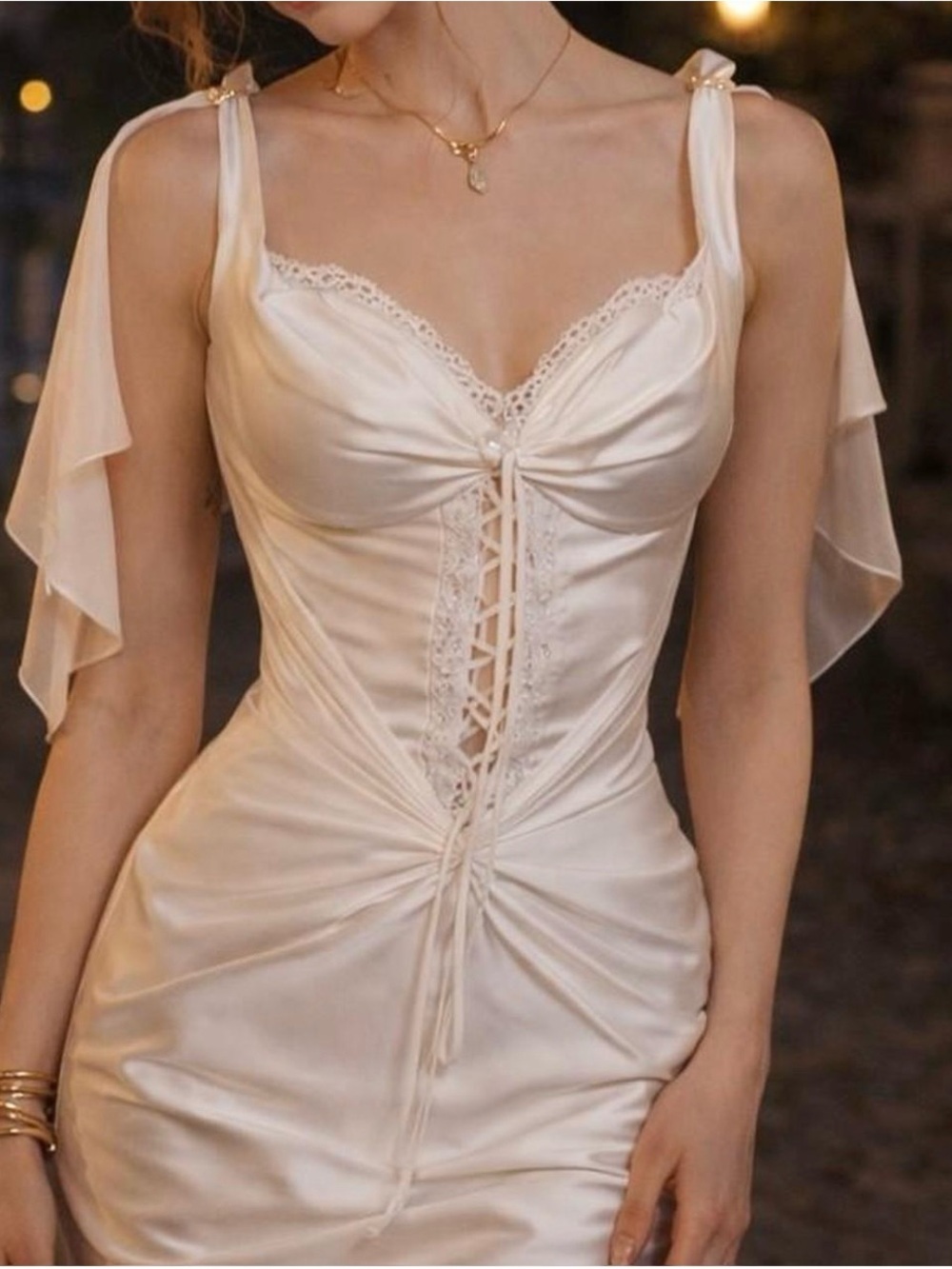 Lacemade St. Phoenix Corset Dress Satin White - Picture 3 of 10
